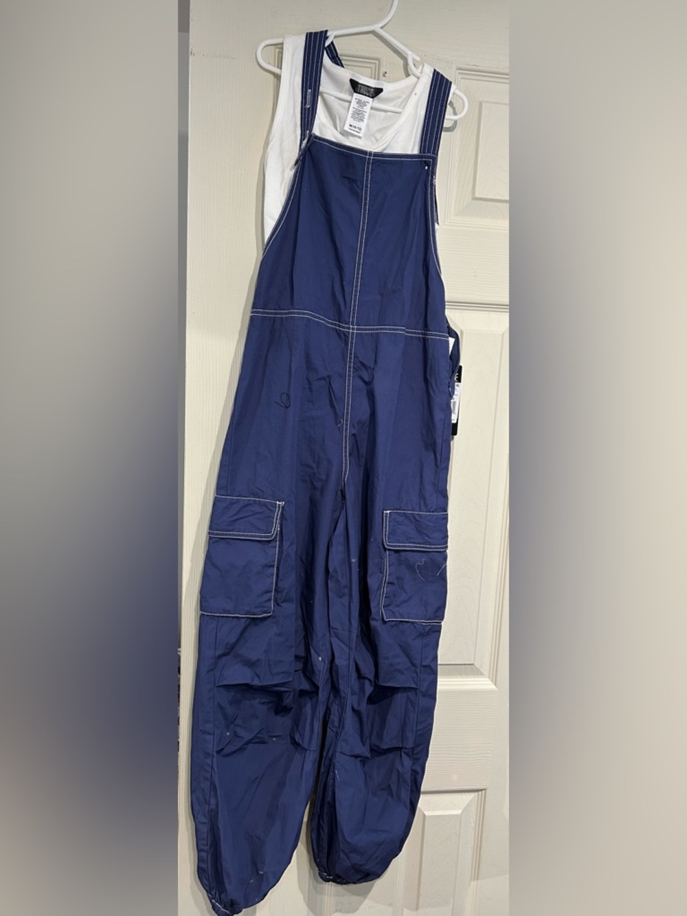 Truce Navy Utility Cargo Overalls size 10-12 . Brand new